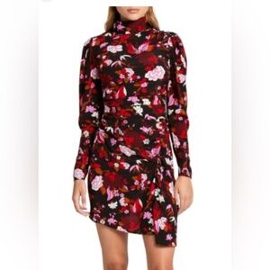 NWOT SZ 0 A.L.C. Marcel floral draped stretch, silk asymmetrical dress.